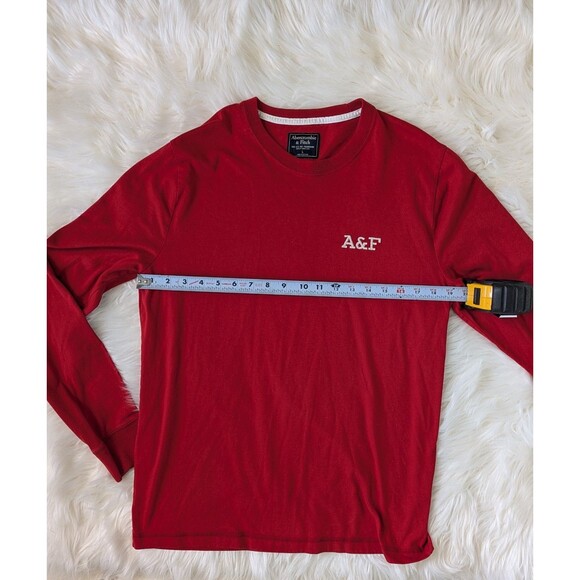 Abercrombie & Fitch Men’s Long Sleeve Red Muscle Fit Y2K Shirt Size Large - Picture 8 of 11